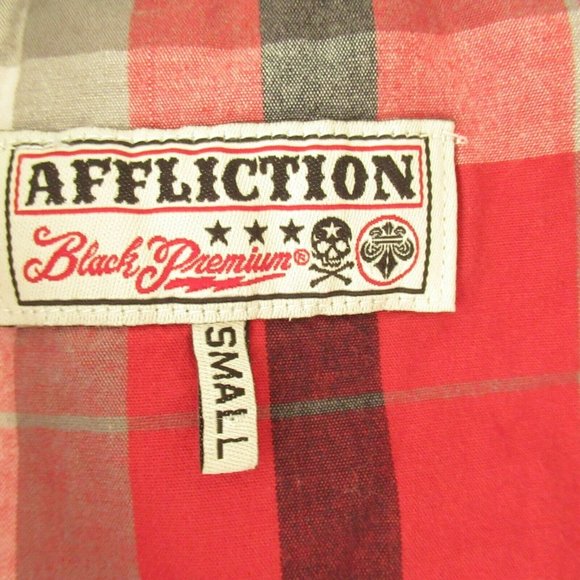 Affliction Red Plaid Women's Blouse - Picture 5 of 6